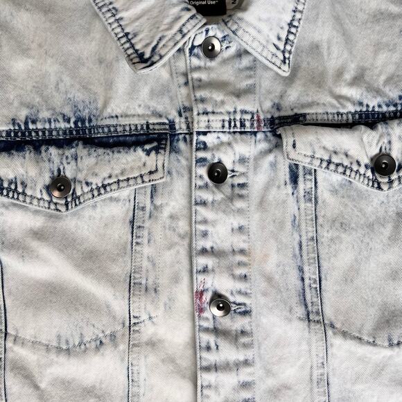 Y2k Acid Wash Jean Jacket Medium Casual Versatile Distressed 90s Upcycle It READ - Picture 9 of 14